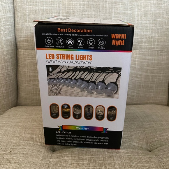 Outdoor String Lights 30ft LED String Lights 2700K Warm Patio Lights, IP65 - Picture 10 of 13